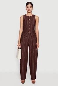 High Waisted Pinstripe Wide Leg Dress Pants