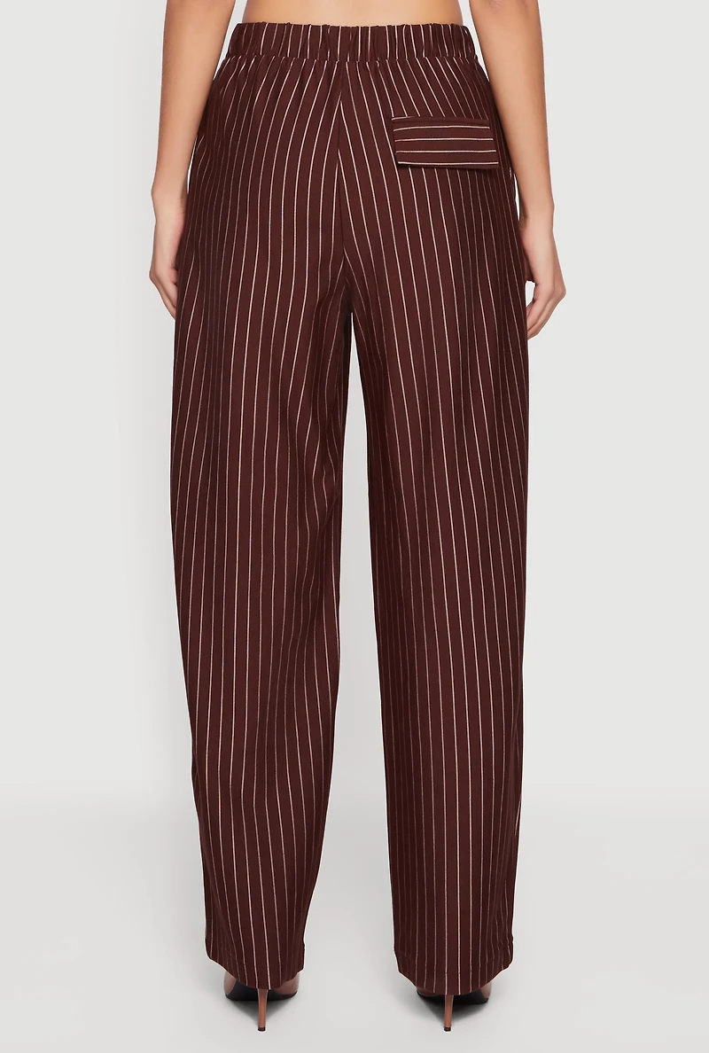 High Waisted Pinstripe Wide Leg Dress Pants