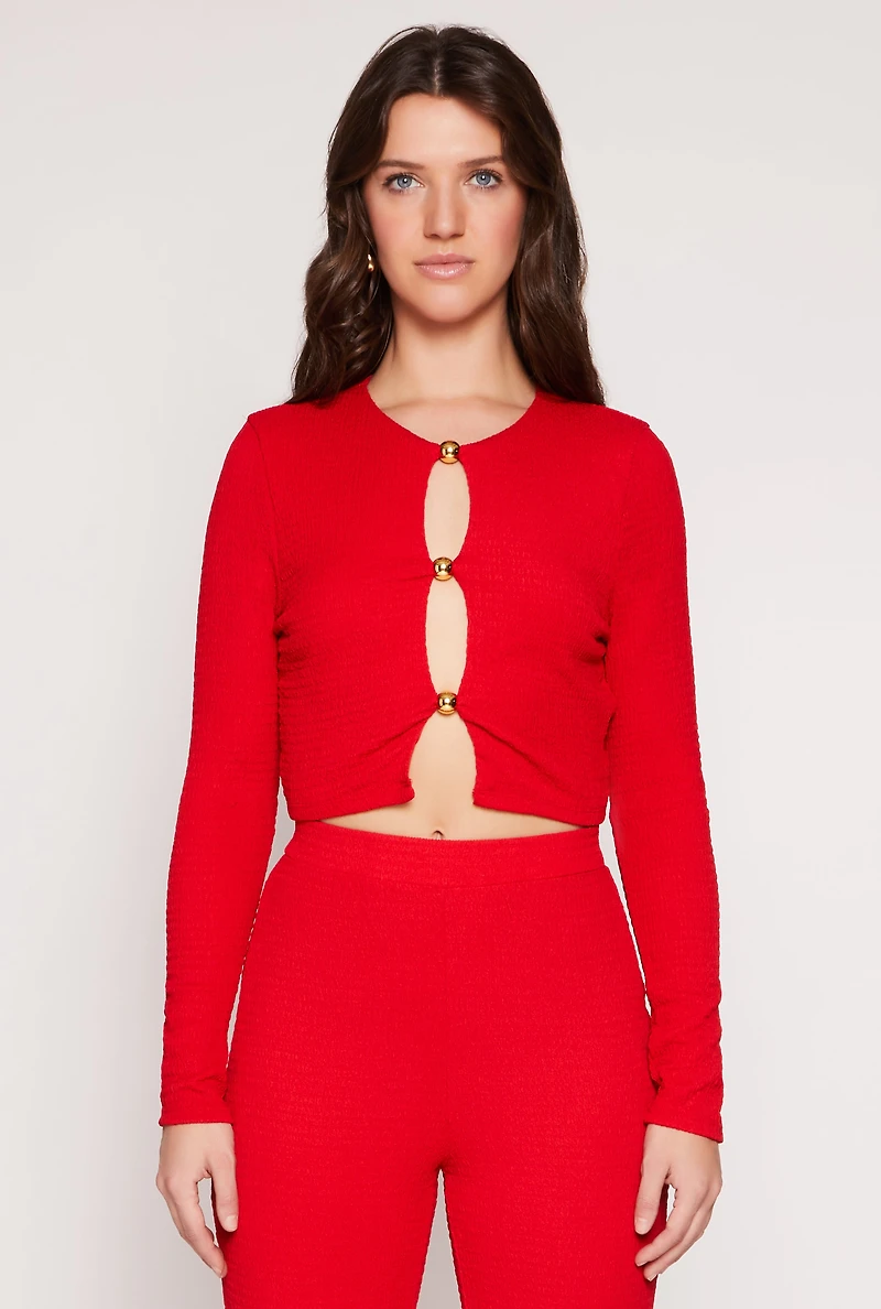 Textured Knit Keyhole Crop Top