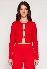 Textured Knit Keyhole Crop Top