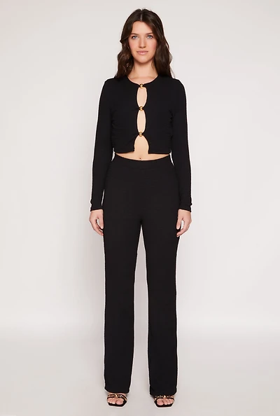 Textured Knit Straight Leg Pants