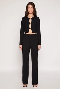 Textured Knit Straight Leg Pants