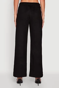 Womens Faux Suede Pocket Detail Pants,