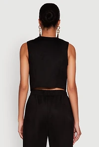 Womens Faux Suede Button Front Vest,