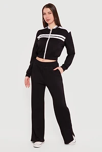 Mid Rise Wide Leg Pull On Pants with Pockets