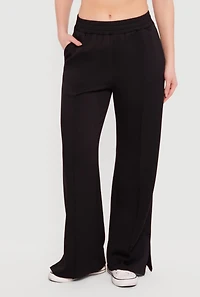 Mid Rise Wide Leg Pull On Pants with Pockets