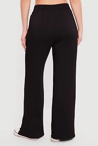 Mid Rise Wide Leg Pull On Pants with Pockets
