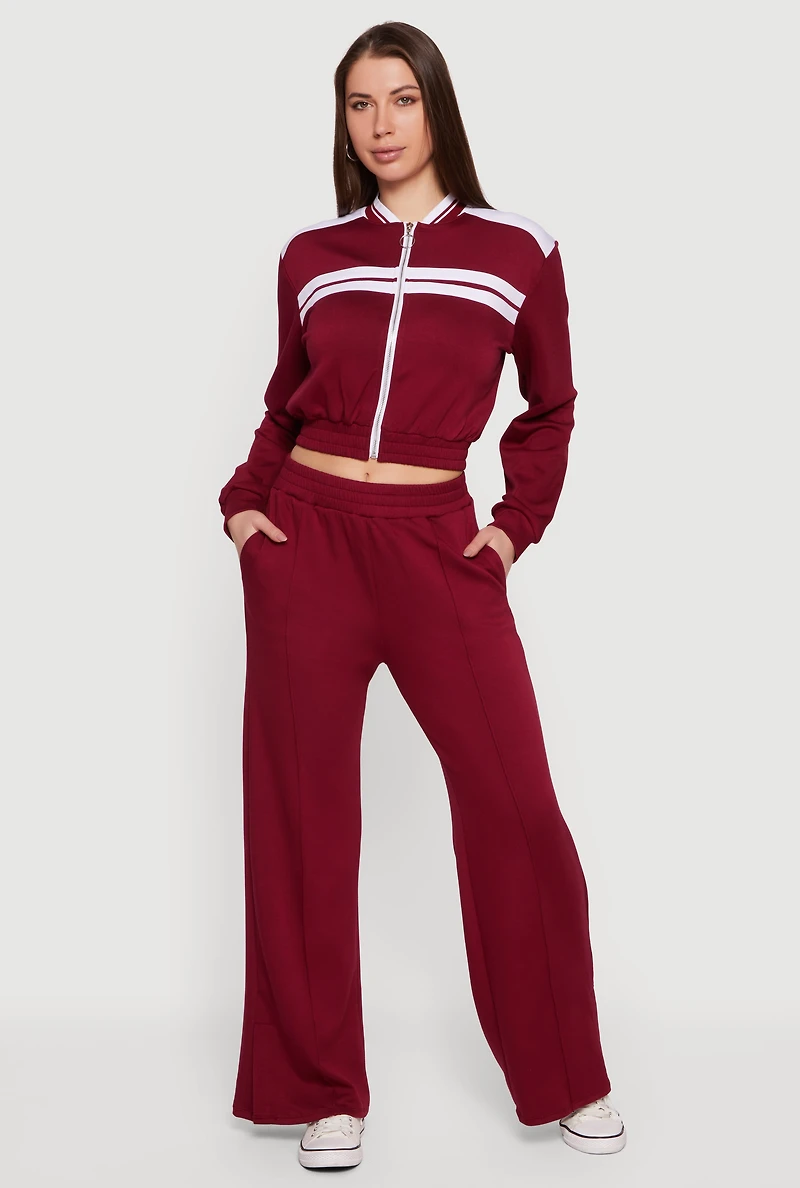 Mid Rise Wide Leg Pull On Pants with Pockets