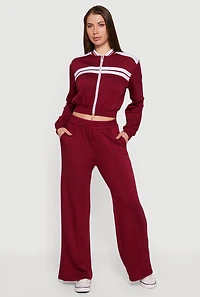 Mid Rise Wide Leg Pull On Pants with Pockets