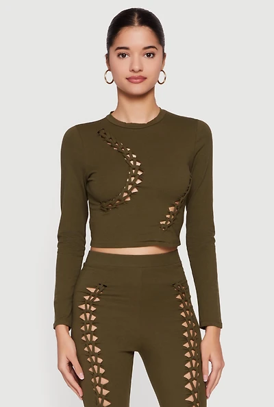 Cut Out Long Sleeve Crop Top