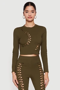 Cut Out Long Sleeve Crop Top