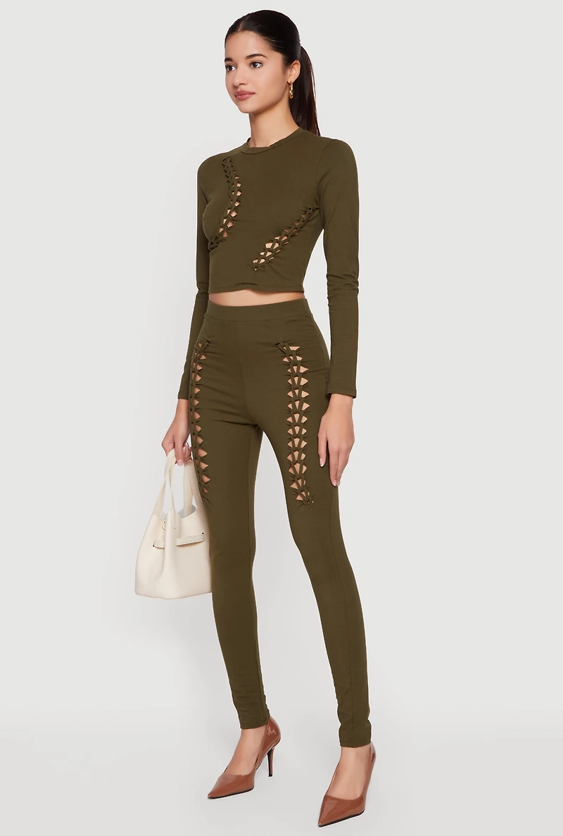 Cut Out Long Sleeve Crop Top