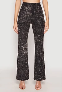 Womens Mineral Wash High Waist Flare Pants, Black, Size S