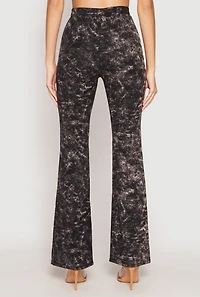 Womens Mineral Wash High Waist Flare Pants, Black, Size S