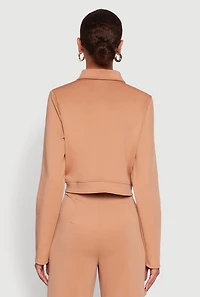 Scuba Metallic Button Front Cropped Shacket