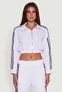 Collared Contrast Trim Zip Front Track Jacket