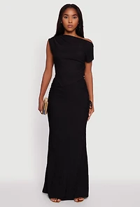 Womens Trendy Solid Textured Knit High Waisted Maxi Skirt, Black, Size M