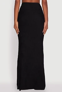 Womens Trendy Solid Textured Knit High Waisted Maxi Skirt, Black, Size M