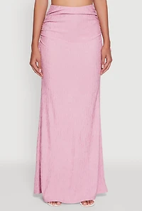 Womens Trendy Solid Textured Knit High Waisted Maxi Skirt, Pink, Size M