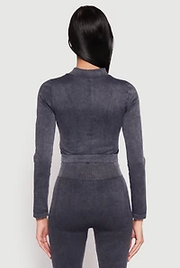 Womens Seamless Mineral Wash Track Jacket, Grey, Size M-L