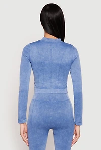 Womens Seamless Mineral Wash Track Jacket, Blue,