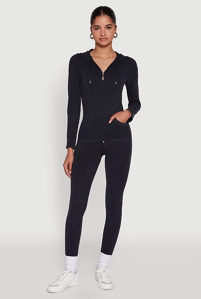 Seamless Rib Knit Acid Wash Leggings