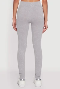 Seamless Rib Knit Acid Wash Leggings
