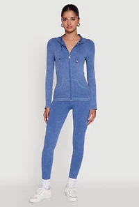 Seamless Rib Knit Acid Wash Leggings