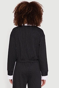 Pinstripe Ponte Layered Look Crop Top