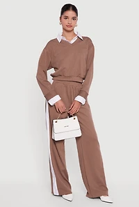 Pinstripe Ponte Layered Look Crop Top