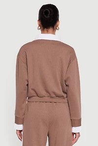 Pinstripe Ponte Layered Look Crop Top