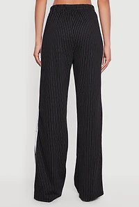 Pinstripe Ponte Side Stripe Pull On Pants