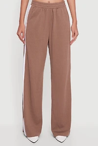 Pinstripe Ponte Side Stripe Pull On Pants