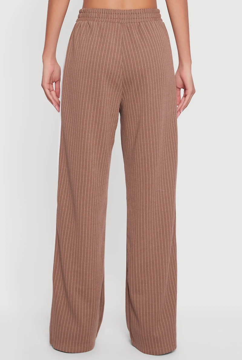 Pinstripe Ponte Side Stripe Pull On Pants
