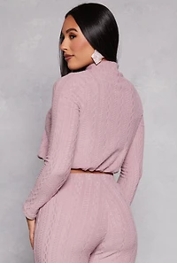 Cable Knit Long Sleeve Crop Top