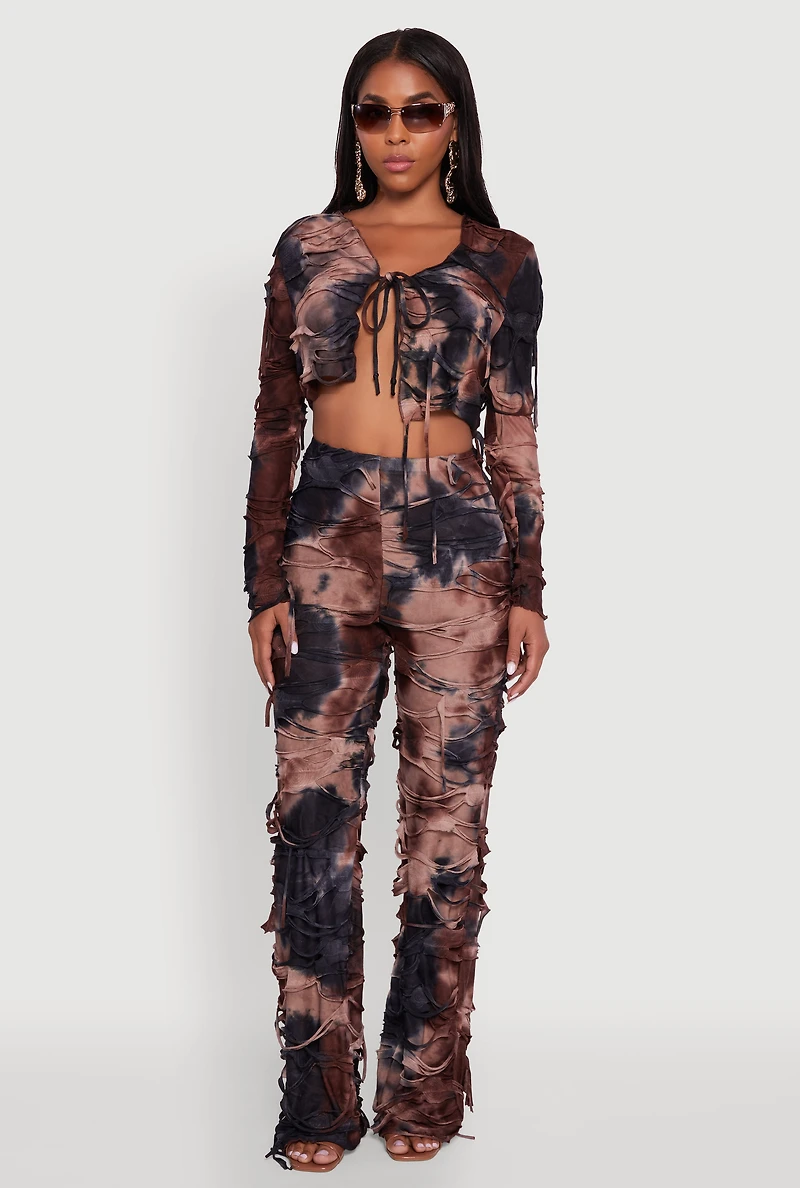 Womens Tie Dye Slashed Front Top,
