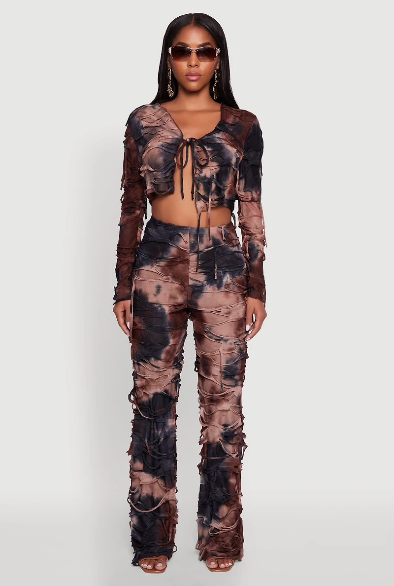 Womens Tie Dye Slashed Front Top,