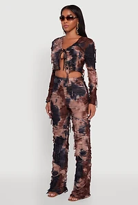 Womens Tie Dye Slashed Front Top,