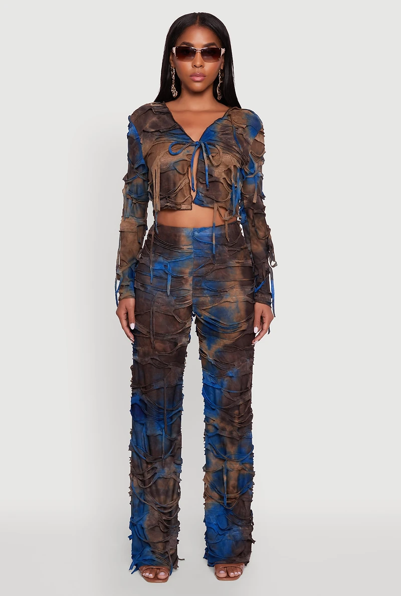 Womens Tie Dye Slashed Front Top, Multi,