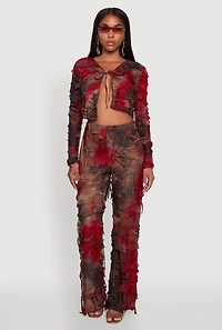 Womens Tie Dye Slashed Front Top, Multi,