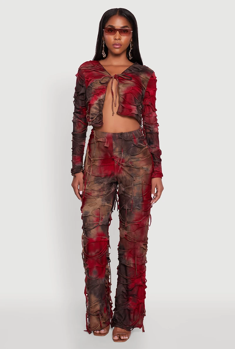 Tie Dye Slashed Front Top