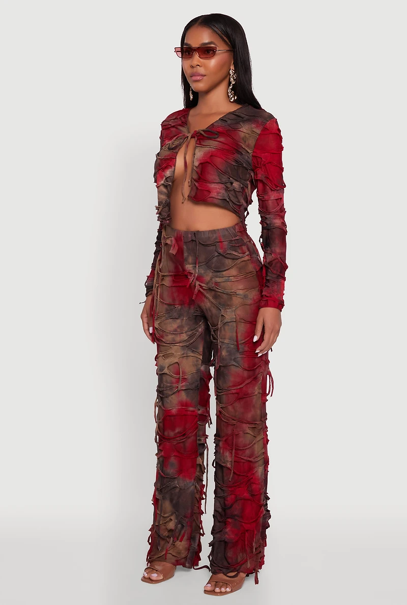 Womens Tie Dye Slashed Front Top, Multi,