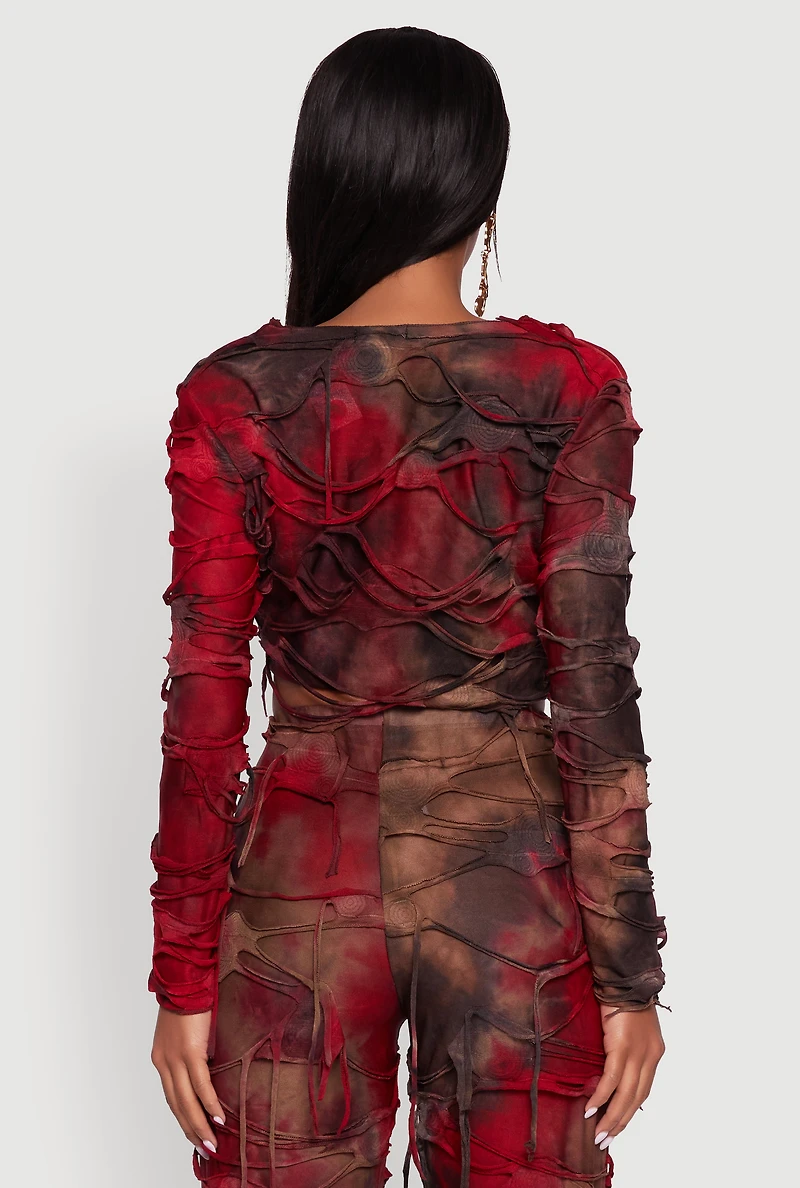 Tie Dye Slashed Front Top