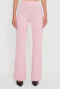 Plaid Tweed High Waisted Flare Dress Pants