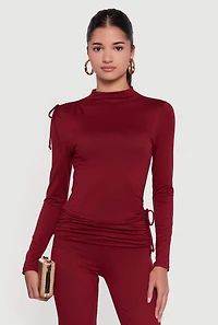 Soft Knit Asymmetrical Drawstring Side Top