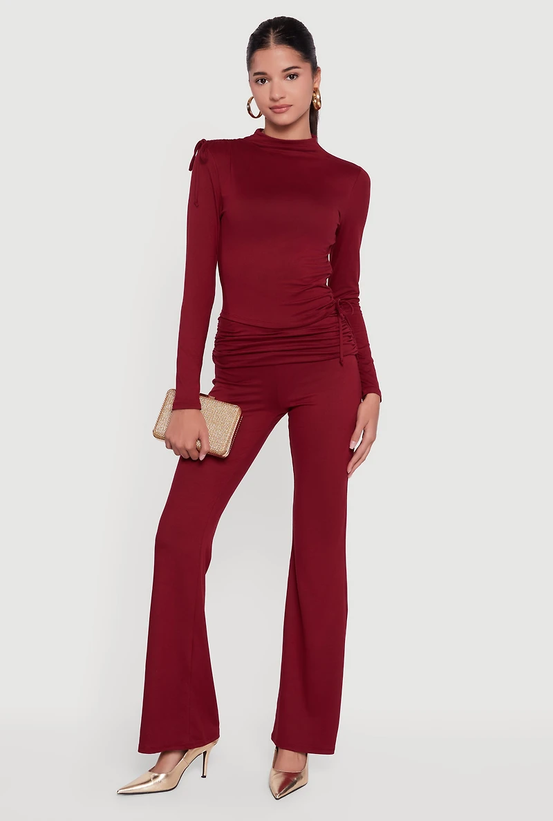 Soft Knit Asymmetrical Drawstring Side Top