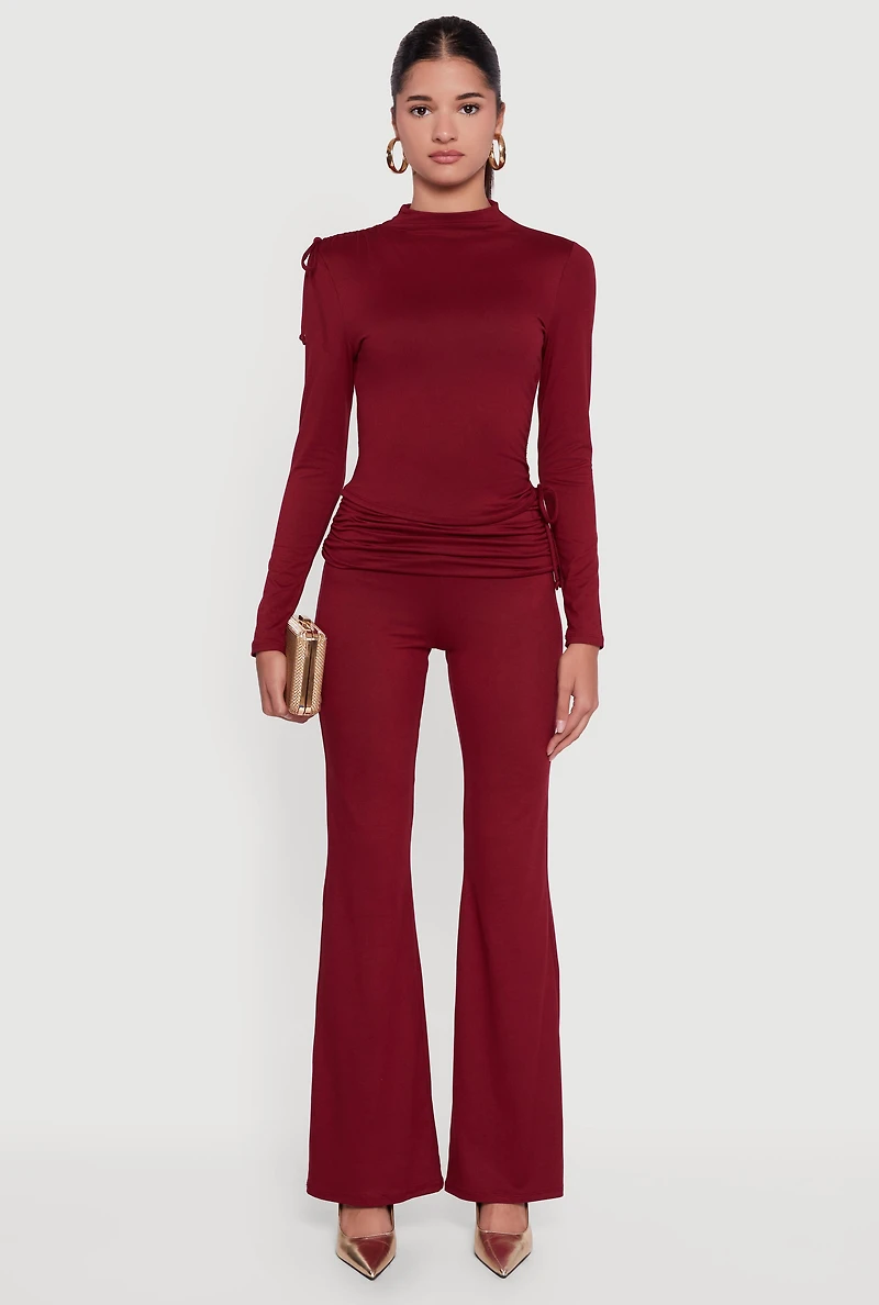 Soft Knit Asymmetrical Drawstring Side Top