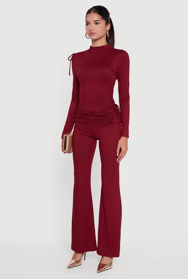 Soft Knit Asymmetrical Drawstring Side Top