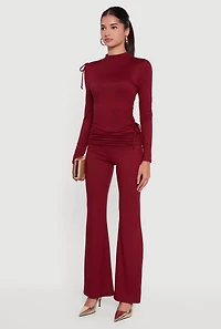 Soft Knit Asymmetrical Drawstring Side Top