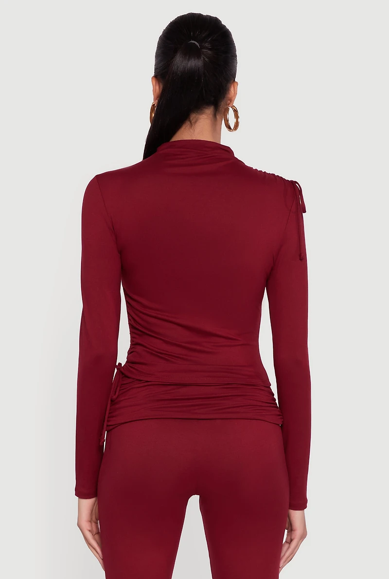 Soft Knit Asymmetrical Drawstring Side Top